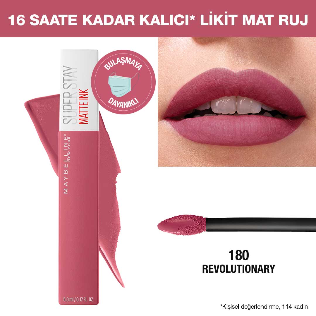 Maybelline New York Super Stay Matte Ink Likit Mat Ruj - 180 Revolutionary - Pembe