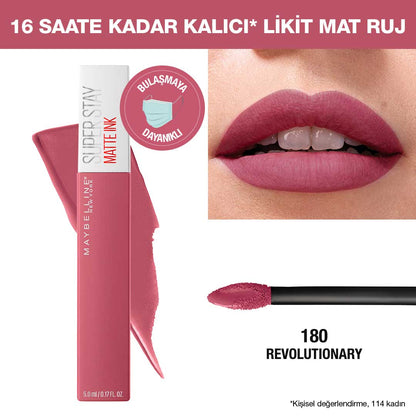Maybelline New York Super Stay Matte Ink Likit Mat Ruj - 180 Revolutionary - Pembe