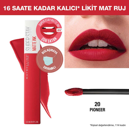 Maybelline New York Super Stay Matte Ink Likit Mat Ruj - 20 Pioneer Kırmızı