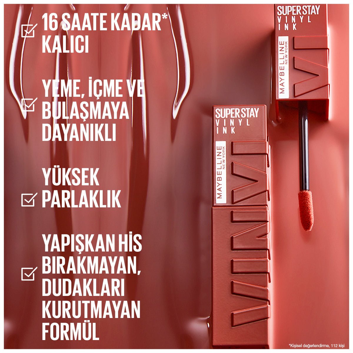 Maybelline New York Super Stay Vinyl Ink Uzun Süre Kalıcı Likit Parlak Ruj 130 Extra