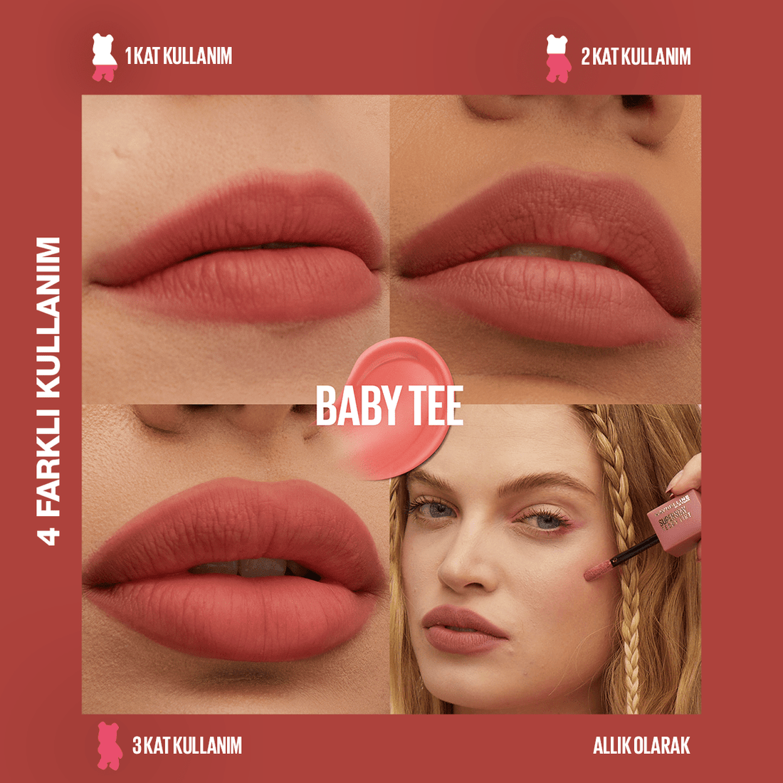Maybelline Super Stay Teddy Tint Uzun Süre Kalıcı Likit Mat Tint 25 Baby Tee