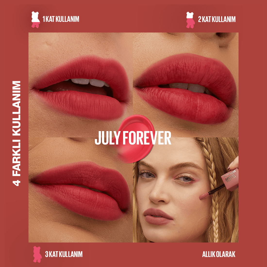 Maybelline Super Stay Teddy Tint Uzun Süre Kalıcı Likit Mat Tint 35 July Forever