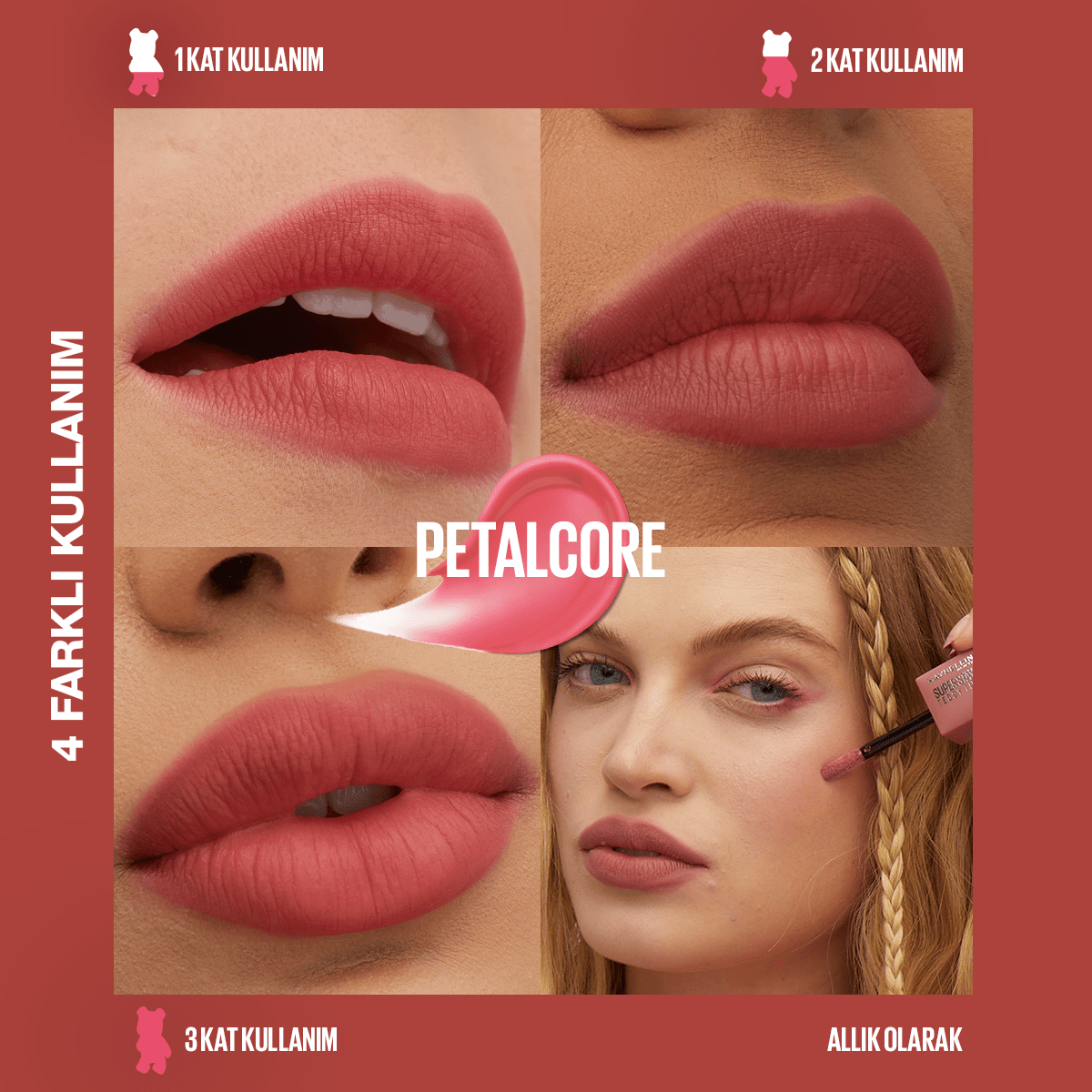 Maybelline Super Stay Teddy Tint Uzun Süre Kalıcı Likit Mat Tint 40 Petalcore