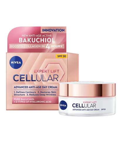 Nivea Cellular Expert Lift Pure Bakuchiol + HA Anti-Age Day Cream SPF30 50ml - 2 Pack