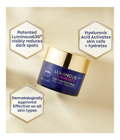 Nivea Luminous 630 Anti Dark Spot Night Cream  50ml / 1.7 fl oz - 2 Pack