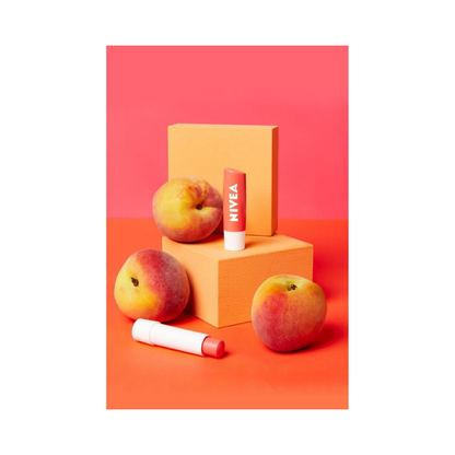 Nivea Peach Flavored Lip Balm and Gloss 24 Hour Moisturizing, Nourishing 4.8 gr
