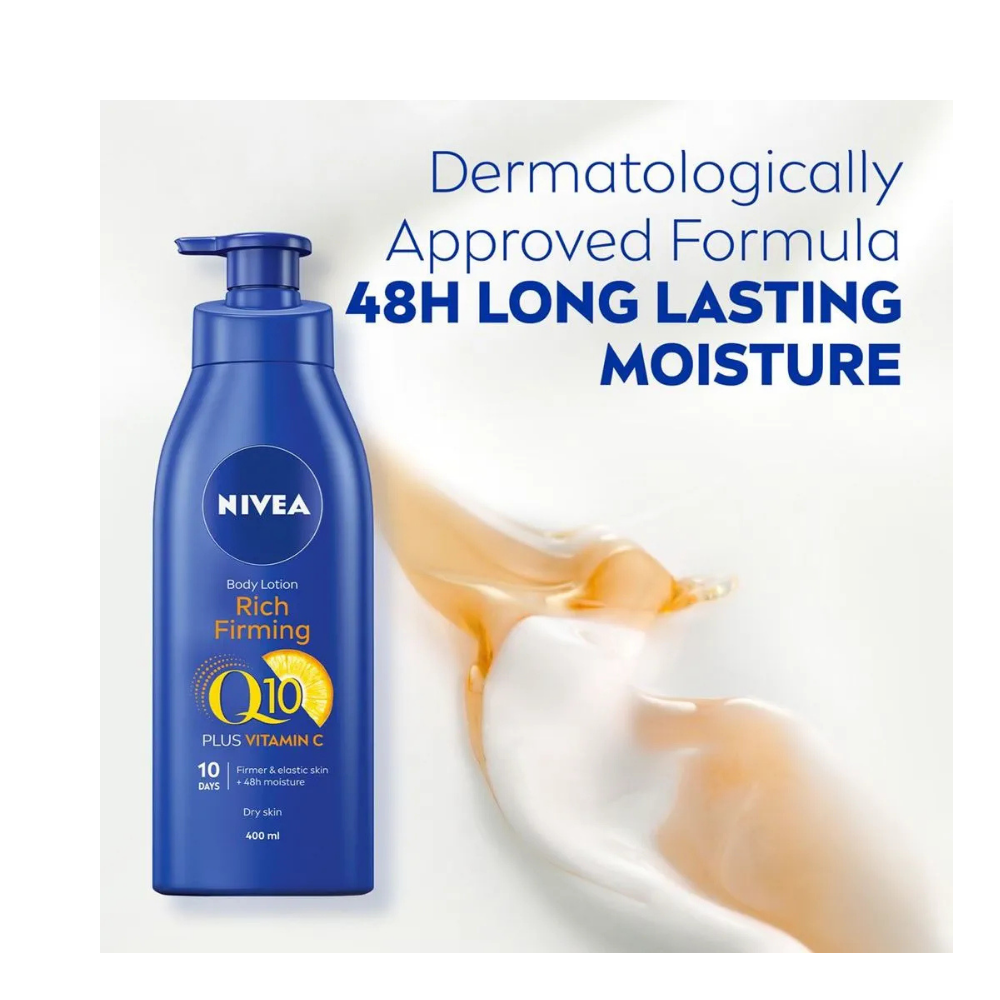 Nivea Q10 + Vitamin C Firming Body Lotion for Dry Skin 400ml / 13.5 fl oz - 2 Pack