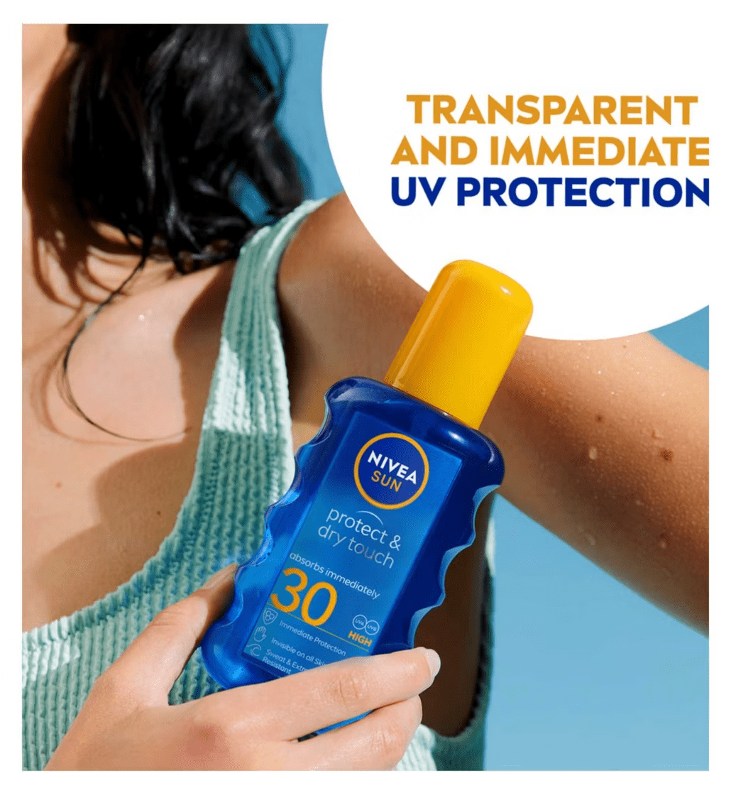 Nivea Sun Protect &amp; Dry Touch Sun Cream Spray SPF30 200 ml / 6.8 fl.oz - 2 Pack