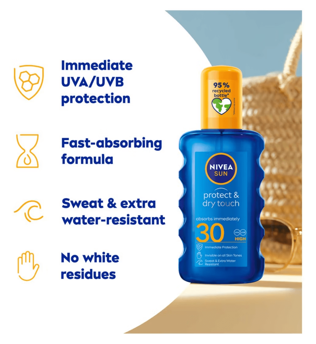 Nivea Sun Protect &amp; Dry Touch Sun Cream Spray SPF30 200 ml / 6.8 fl.oz