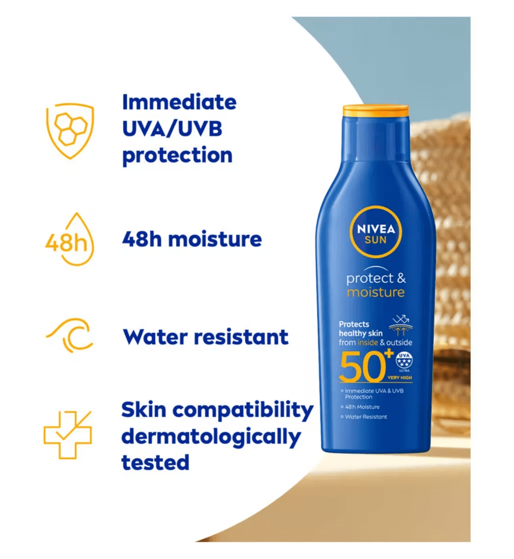 Nivea Sun Protect &amp; Moisture Sun Cream Lotion SPF50+ 200ml / 6.8 fl.oz - 3 Pack