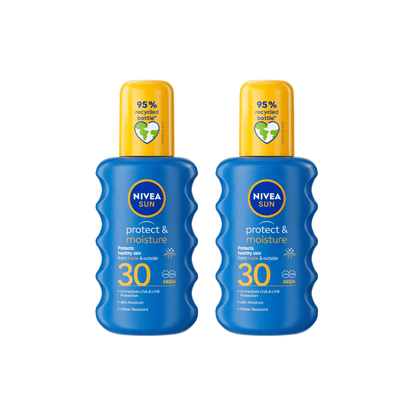 Nivea Sun Protect &amp; Moisture Sun Cream Spray SPF30 200ml / 6.8 fl.oz - 2 Pack
