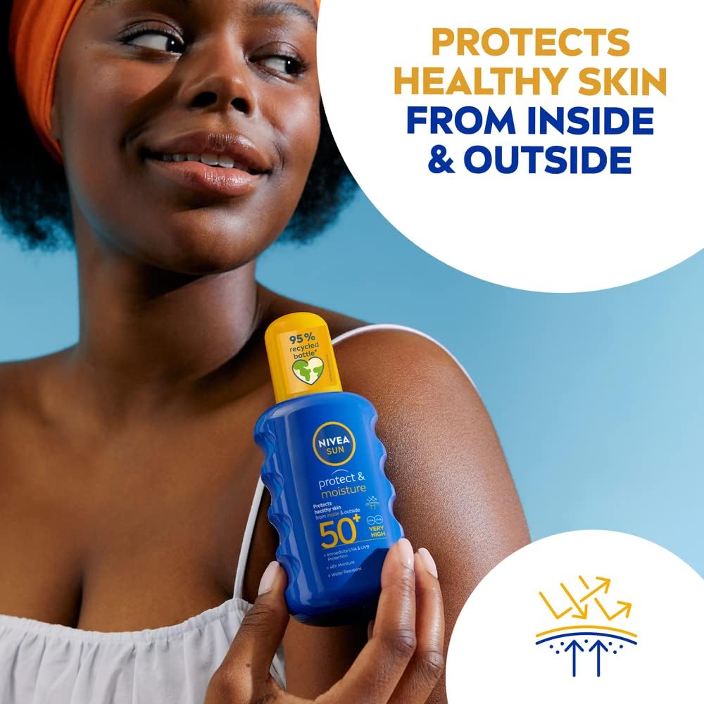 Nivea Sun Protect &amp; Moisture Sun Cream Spray SPF50+ 200ml / 6.8 fl.oz - 3 Pack