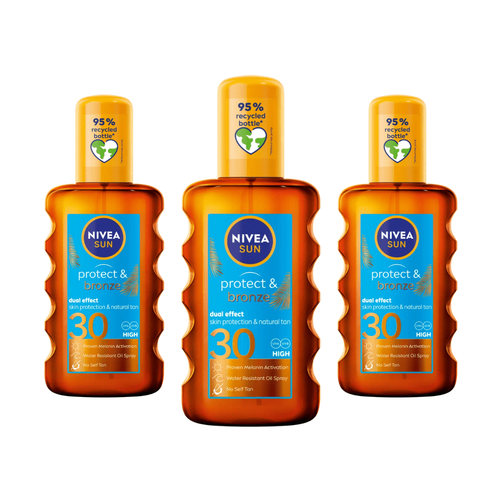 Nivea Sun Tan Activating Oil SPF30 Protect&amp;Bronze 200ml / 6.8 fl.oz - 3 Pack