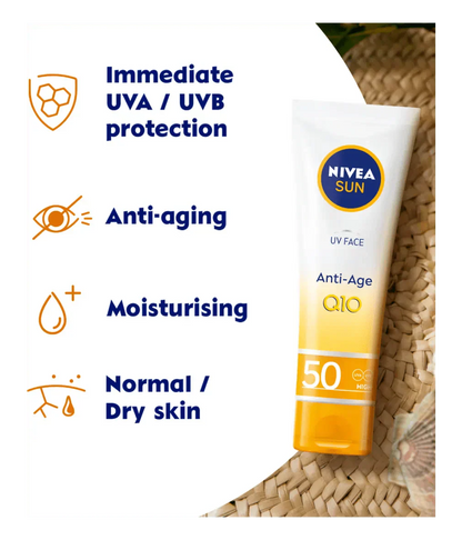 Nivea Sun UV Face Q10 Anti-Age Sun Cream SPF50 50ml / 1.7 fl oz