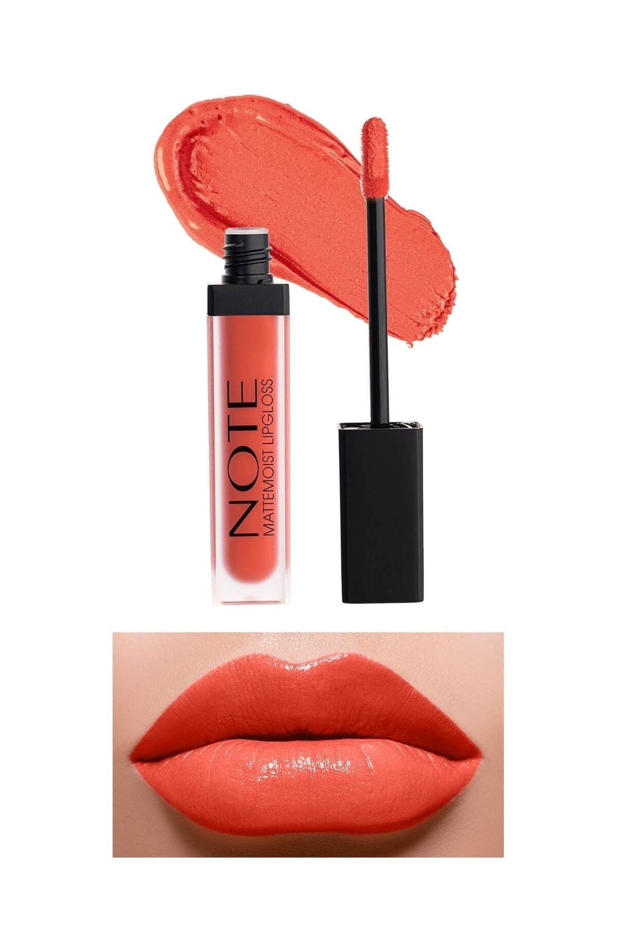 Note Cosmetics Mattemoist Lipgloss Semi Matte Satin Finish Liquid Lipstick-405 First Kiss