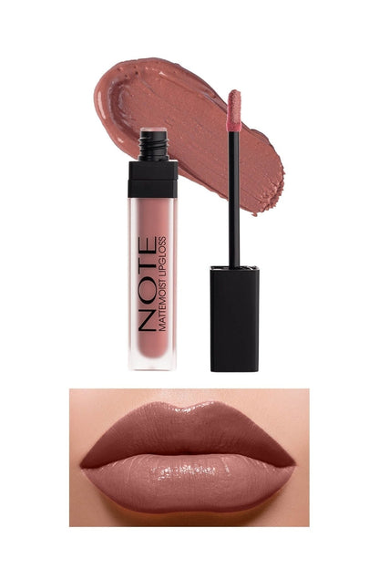 Note Cosmetics Mattemoist Lipgloss Semi Matte Satin Finish Liquid Lipstick-410 Sandal Wood