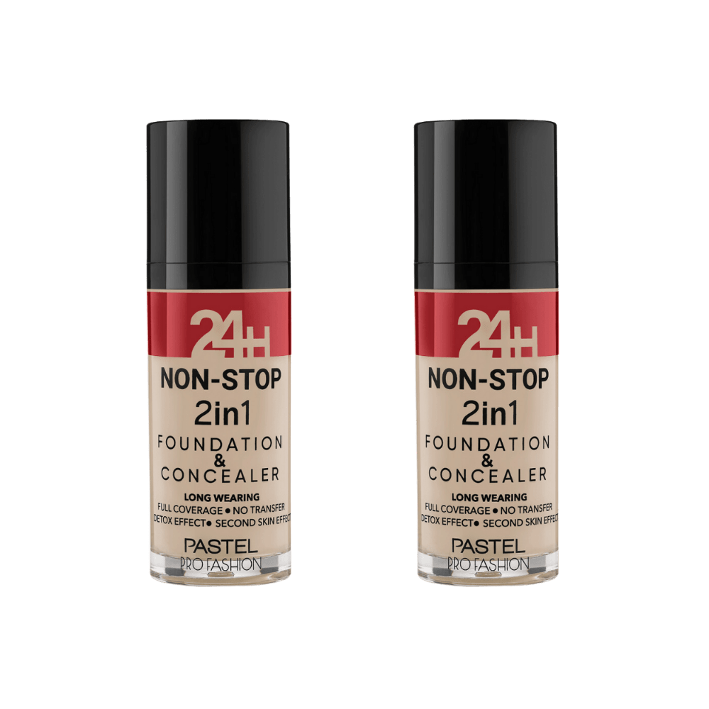 Pastel 24H Non-Stop 2in1 Foundation &amp; Concealer - 601 Cool 2 Pack