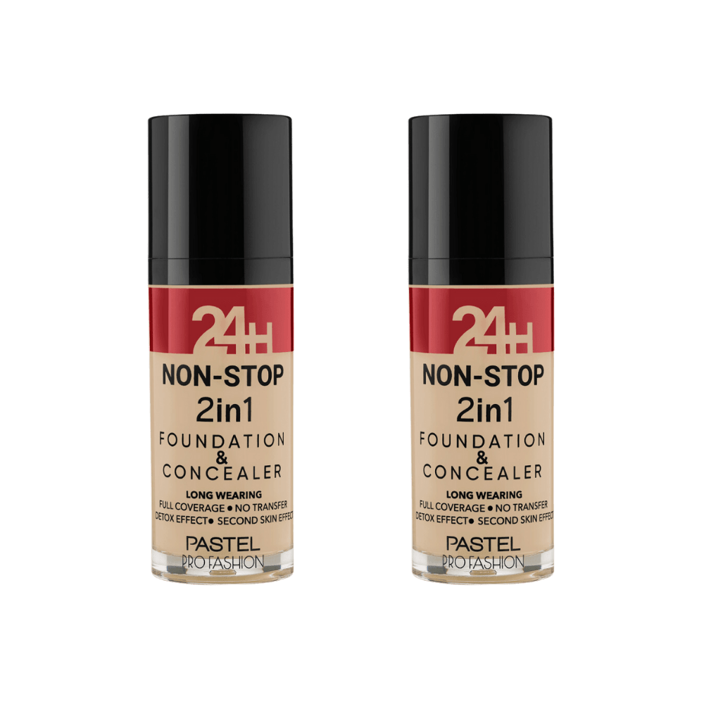 Pastel 24H Non-Stop 2in1 Foundation &amp; Concealer - 604 Vanilla 2 Pack