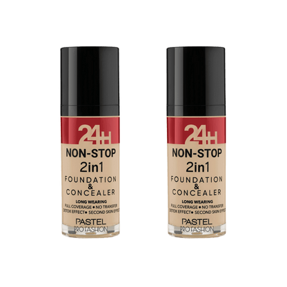 Pastel 24H Non-Stop 2in1 Foundation &amp; Concealer - 604 Vanilla 2 Pack
