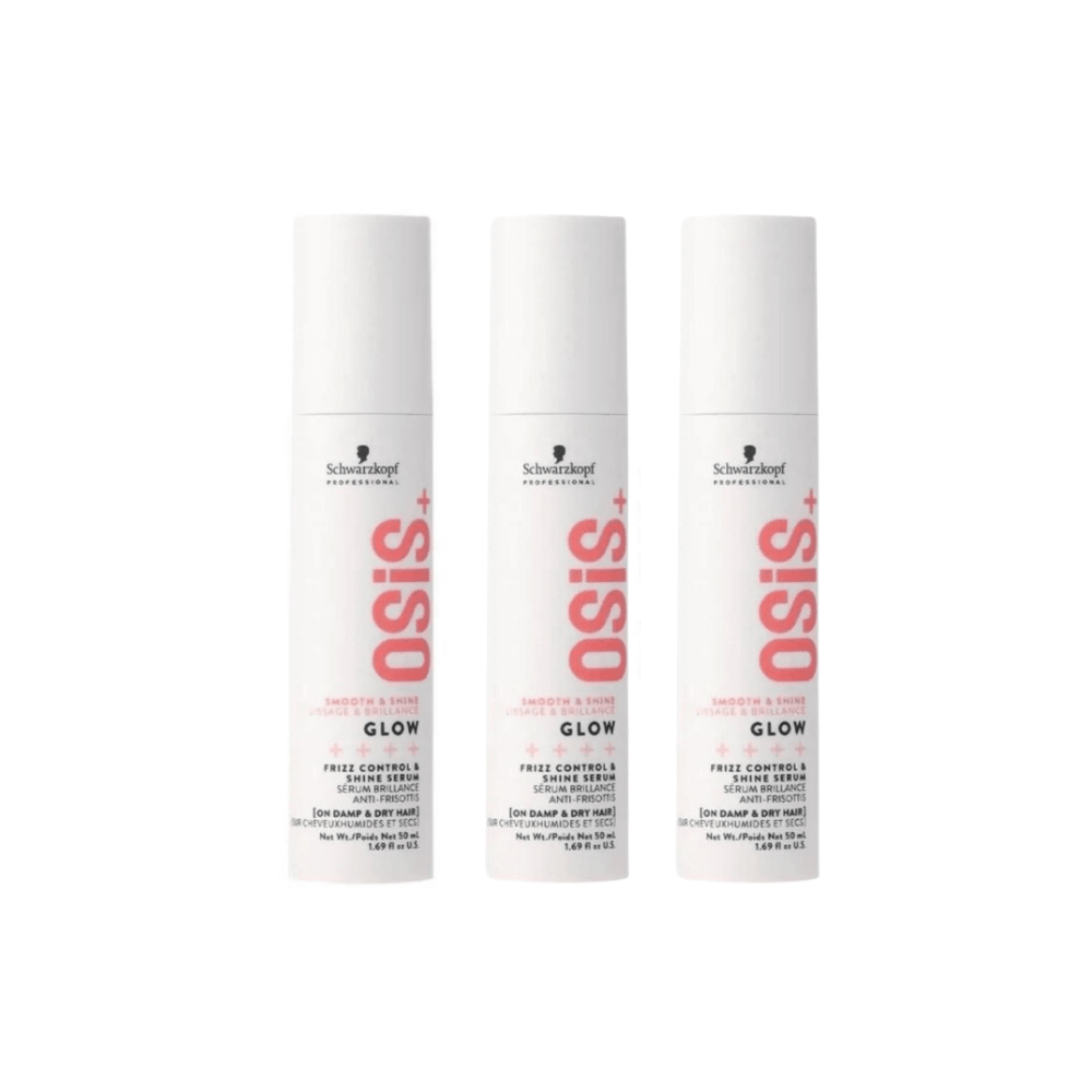 Schwarzkopf Osis Glow Anti-Frizz Shine Serum 50ml | Hair Weightless Silicone Free 3 Pack
