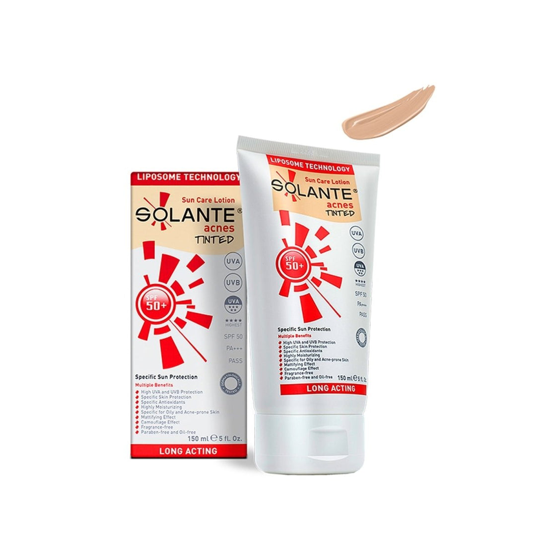 Solante Acnes-Tinted SPF 50+Renkli  Güneş Koruyucu Losyon 150 ml