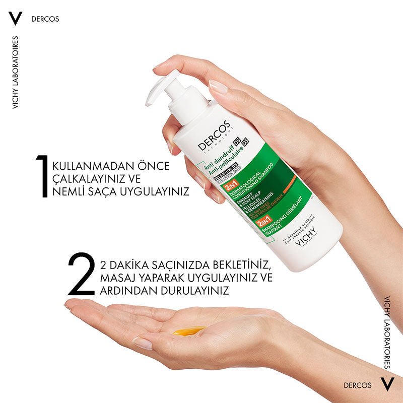 Vichy Dercos 2’si 1 Arada Kepek Karşıtı ve Nemlendirici Şampuan 390 ml