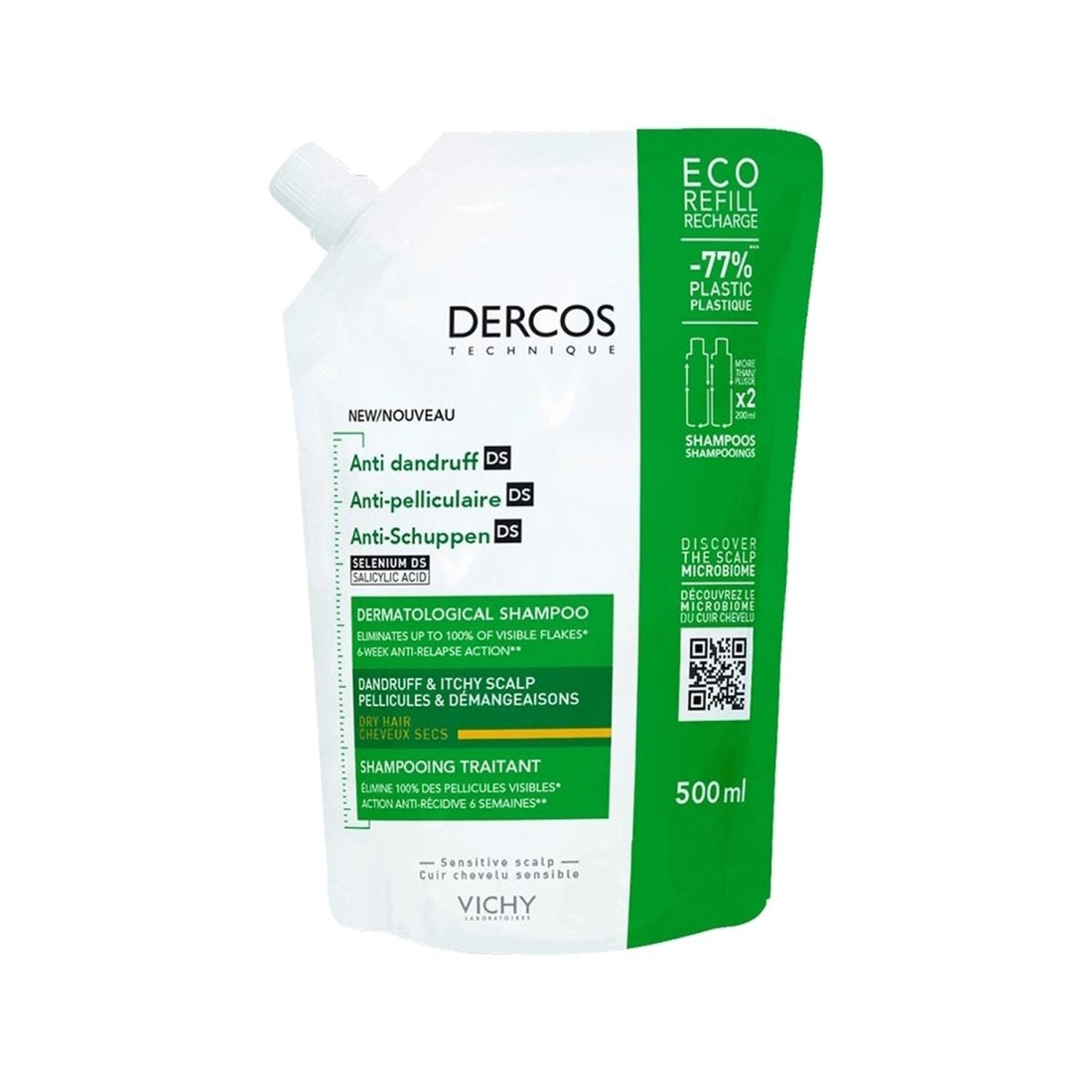 Vichy Dercos Anti-Dandruff Kepek Bakım Şampuanı - Kuru Saçlar - Yeniden Dolum Paketi 500 ml